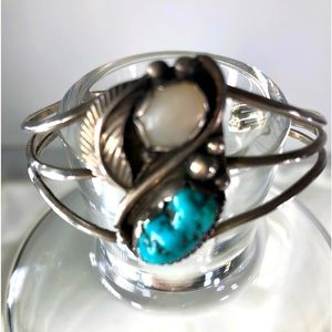 SALE! MARY TOM NAVAJO STERLING TURQUOISE QUARTZ AMERICAN INDIAN EARLY WORKS